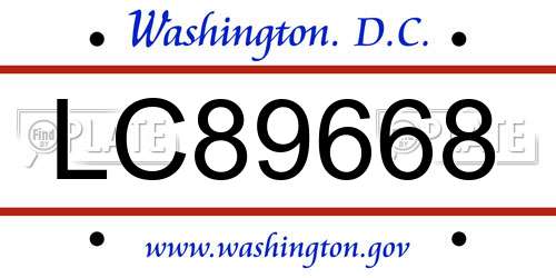 LC89668 District Of Columbia License Plate