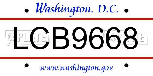 LCB9668 District Of Columbia License Plate