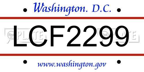 LCF2299 District Of Columbia License Plate