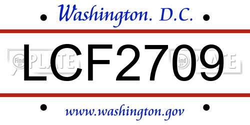 LCF2709 District Of Columbia License Plate