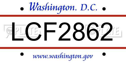 LCF2862 District Of Columbia License Plate