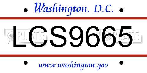 LCS9665 District Of Columbia License Plate