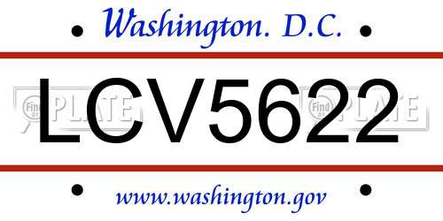 LCV5622 District Of Columbia License Plate