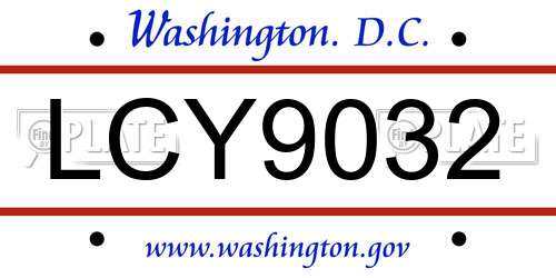 LCY9032 District Of Columbia License Plate