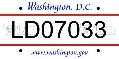 LD07033 District Of Columbia License Plate