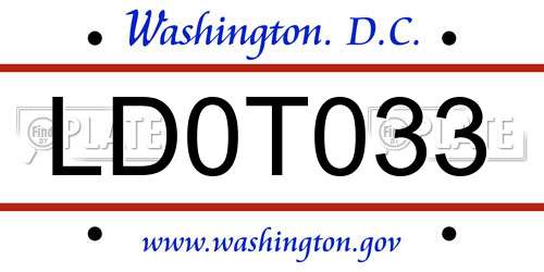 LD0T033 District Of Columbia License Plate