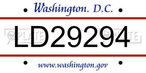 LD29294 District Of Columbia License Plate