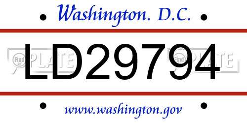 LD29794 District Of Columbia License Plate