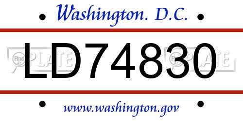 LD74830 District Of Columbia License Plate