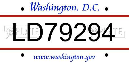 LD79294 District Of Columbia License Plate