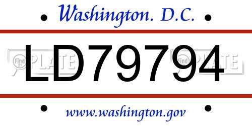 LD79794 District Of Columbia License Plate