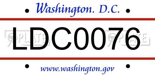 LDC0076 District Of Columbia License Plate