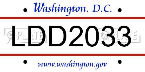 LDD2033 District Of Columbia License Plate
