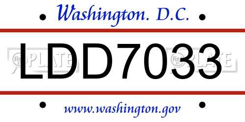 LDD7033 District Of Columbia License Plate
