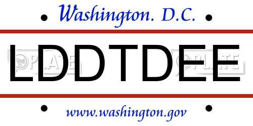 LDDTDEE District Of Columbia License Plate