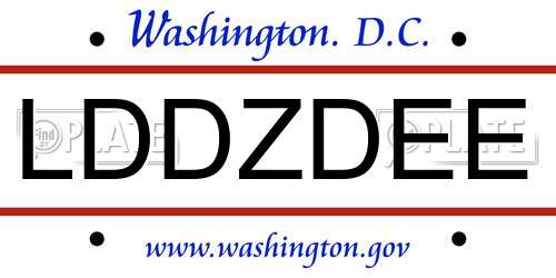 LDDZDEE District Of Columbia License Plate