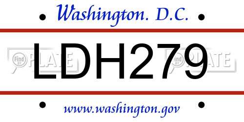 LDH279 District Of Columbia License Plate