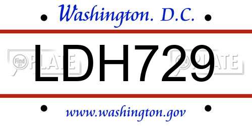 LDH729 District Of Columbia License Plate