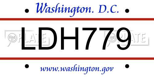 LDH779 District Of Columbia License Plate