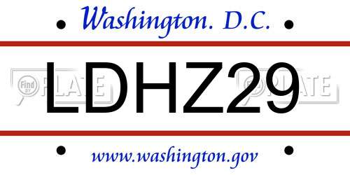 LDHZ29 District Of Columbia License Plate