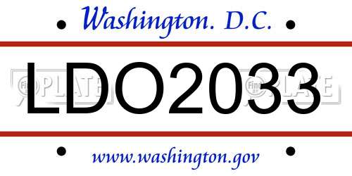 LDO2033 District Of Columbia License Plate