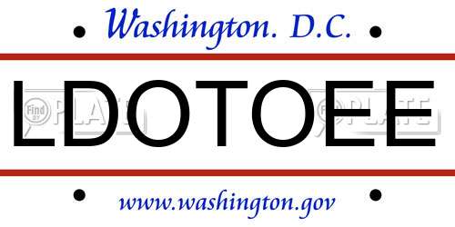 LDOTOEE District Of Columbia License Plate