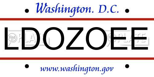 LDOZOEE District Of Columbia License Plate