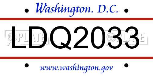 LDQ2033 District Of Columbia License Plate