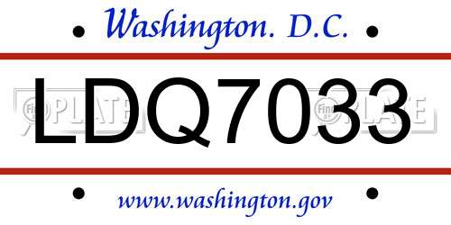 LDQ7033 District Of Columbia License Plate