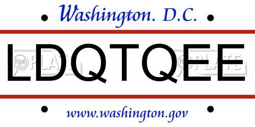 LDQTQEE District Of Columbia License Plate