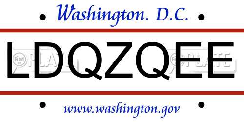 LDQZQEE District Of Columbia License Plate