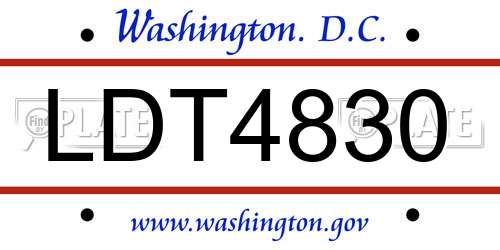LDT4830 District Of Columbia License Plate