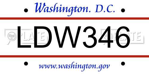 LDW346 District Of Columbia License Plate