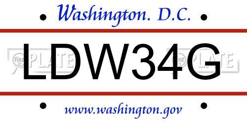 LDW34G District Of Columbia License Plate