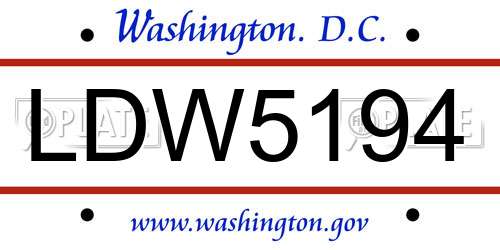 LDW5194 District Of Columbia License Plate