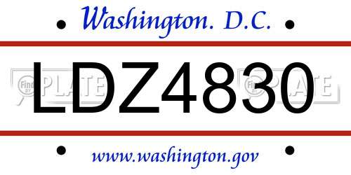 LDZ4830 District Of Columbia License Plate