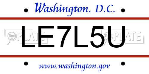 LE7L5U District Of Columbia License Plate