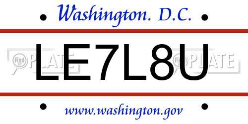 LE7L8U District Of Columbia License Plate