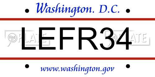 LEFR34 District Of Columbia License Plate