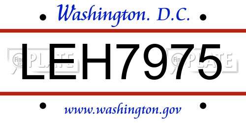 LEH7975 District Of Columbia License Plate