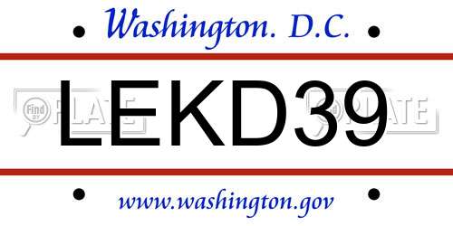 LEKD39 District Of Columbia License Plate