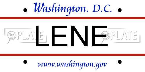 LENE District Of Columbia License Plate