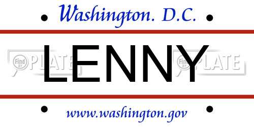 LENNY District Of Columbia License Plate