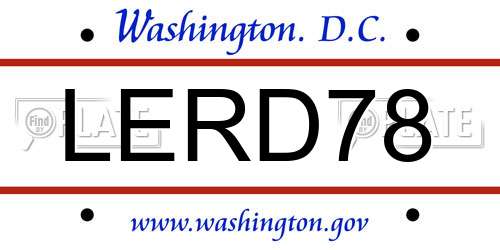 LERD78 District Of Columbia License Plate