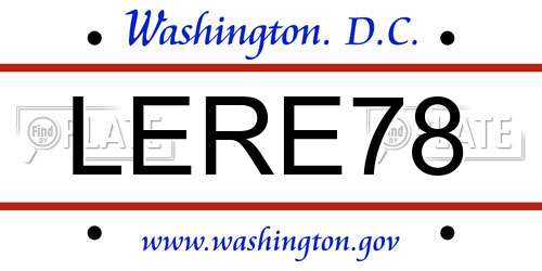 LERE78 District Of Columbia License Plate