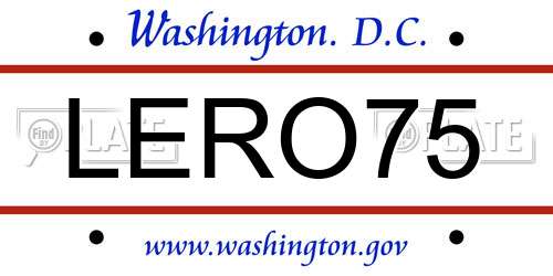 LERO75 District Of Columbia License Plate