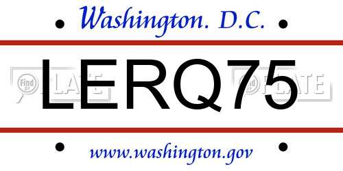LERQ75 District Of Columbia License Plate