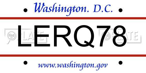 LERQ78 District Of Columbia License Plate
