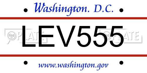 LEV555 District Of Columbia License Plate