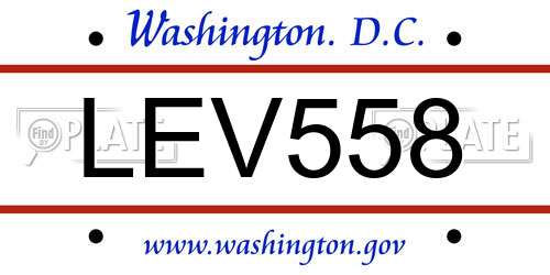 LEV558 District Of Columbia License Plate